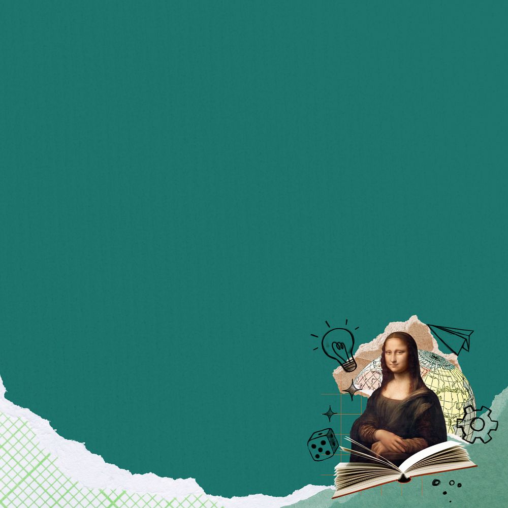 Mona Lisa green background, editable design. Artwork by Leonardo da Vinci, remixed by rawpixel.