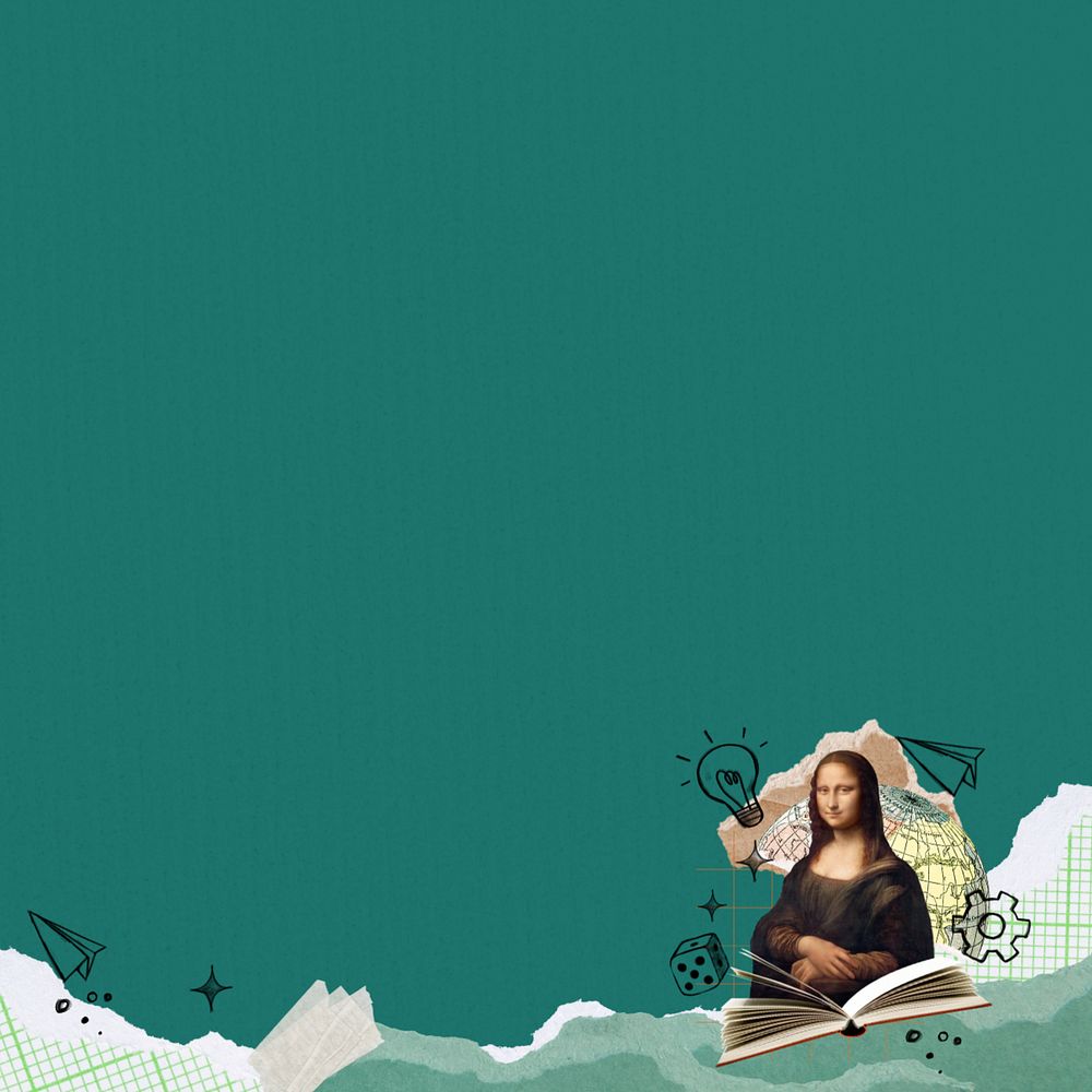 Mona Lisa green background, editable design. Artwork by Leonardo da Vinci, remixed by rawpixel.