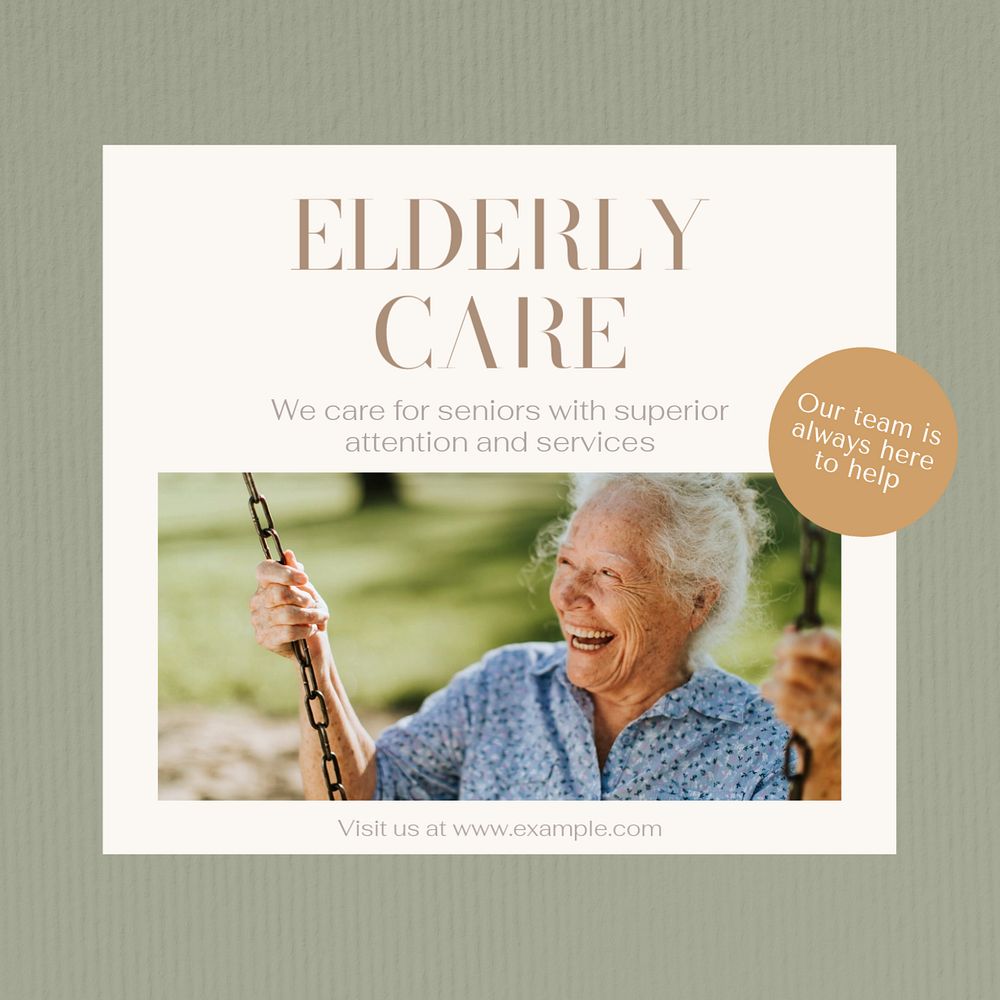 Elderly care Instagram post template, editable social media ad