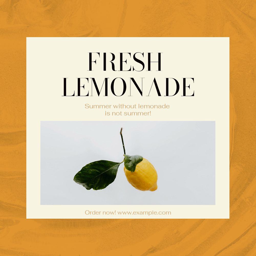 Fresh lemonade Instagram post template, editable social media ad