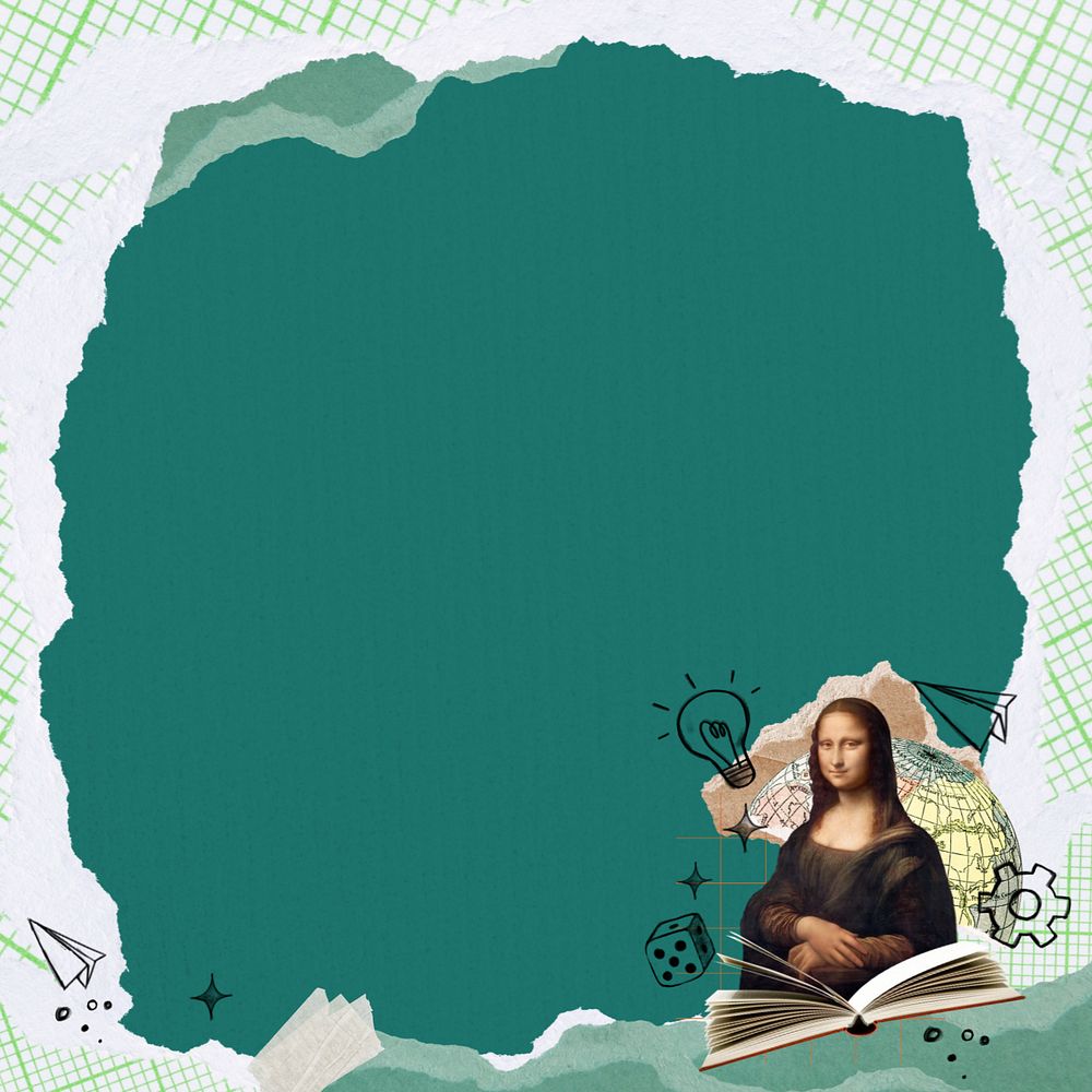 Mona Lisa ripped paper frame, editable design. Artwork by Leonardo da Vinci, remixed by rawpixel.