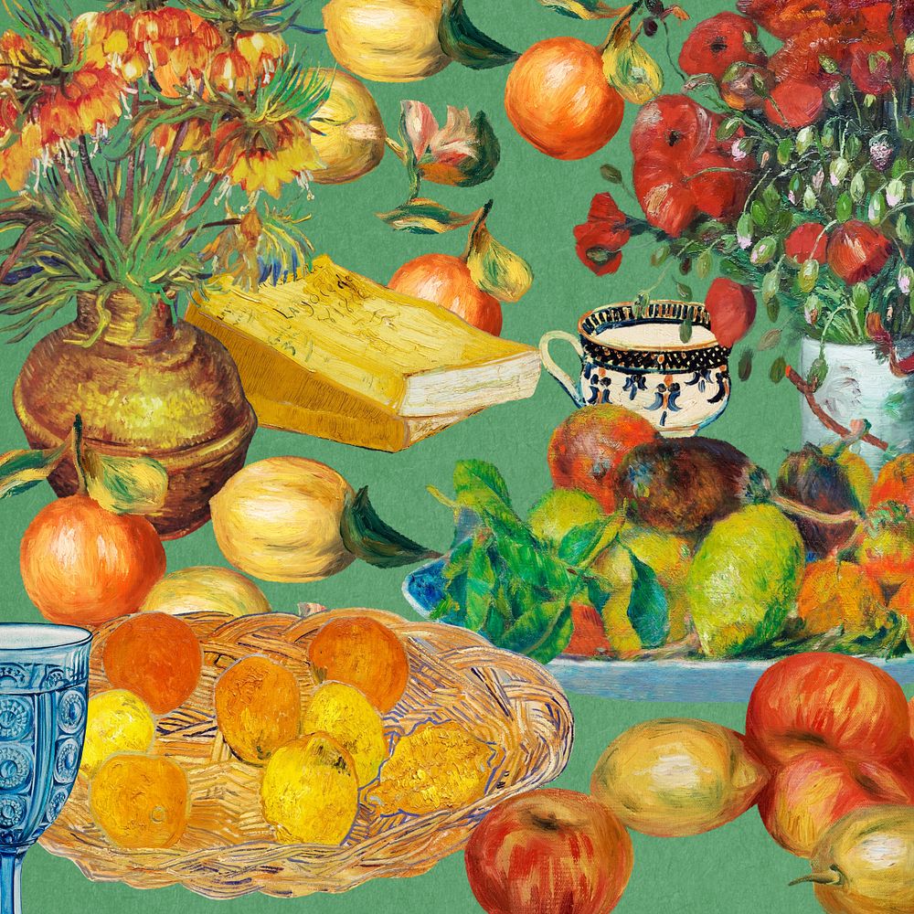 Van Gogh's fruits collage, editable famous painting design, remixed by rawpixel