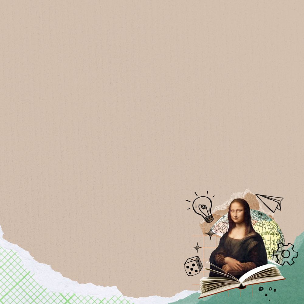 Mona Lisa beige background, editable design. Artwork by Leonardo da Vinci, remixed by rawpixel.