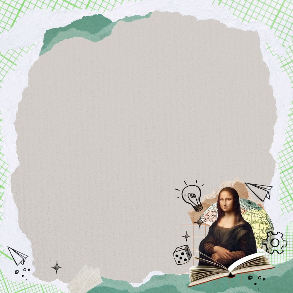 Mona Lisa ripped paper frame, editable design. Artwork by Leonardo da Vinci, remixed by rawpixel.