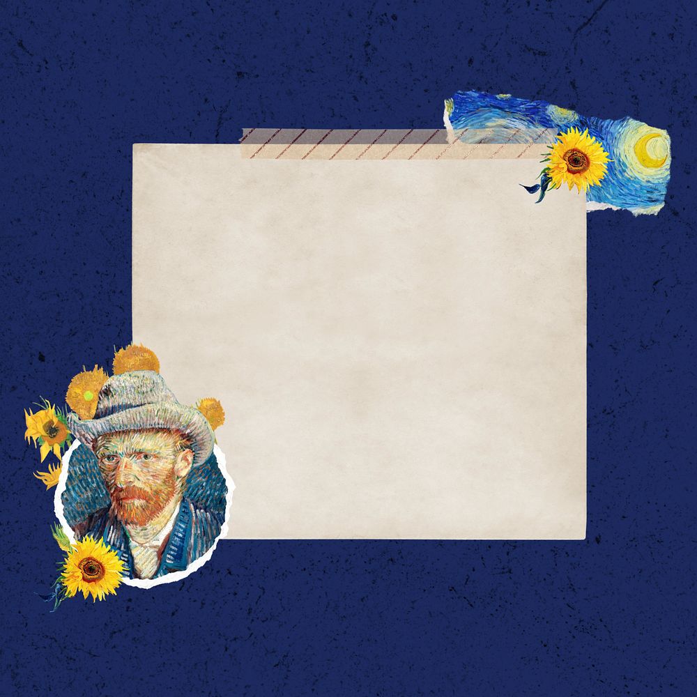 Vintage reminder note, editable Van Gogh's self-portrait design, remixed by rawpixel