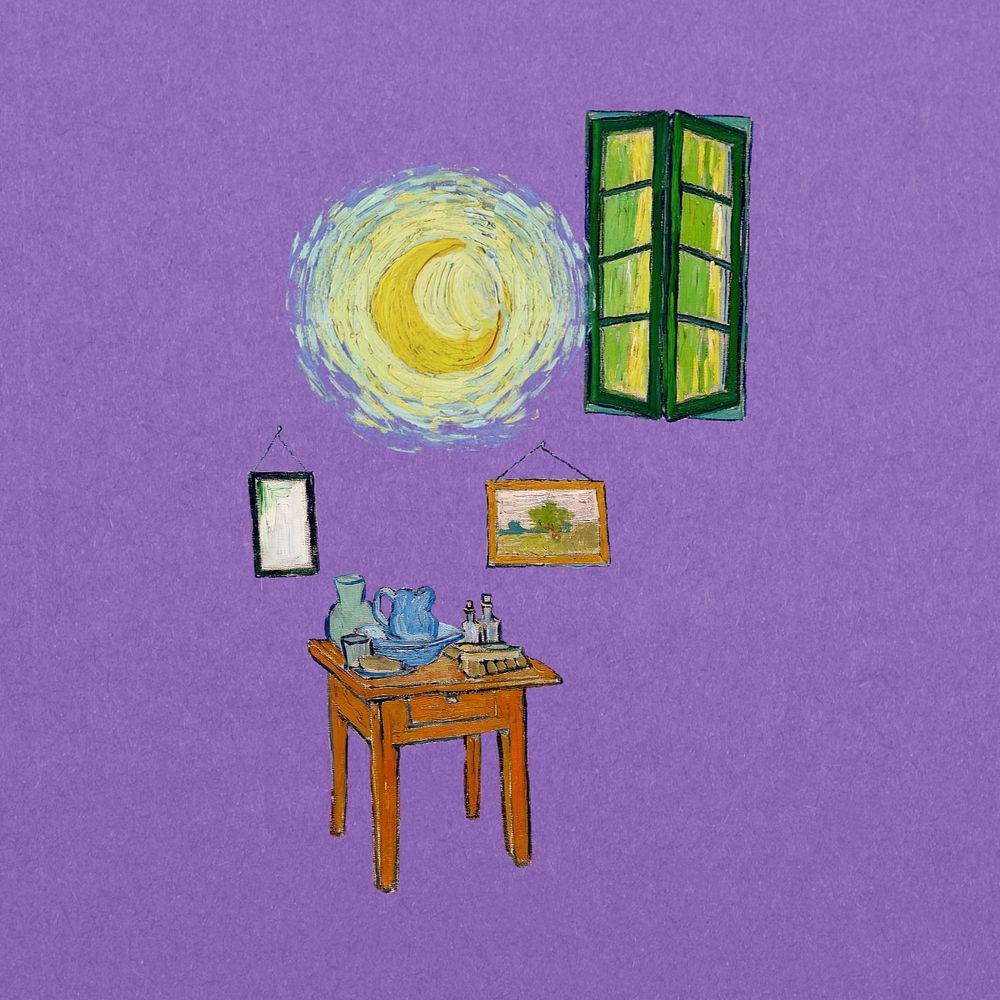 Van Gogh's room, editable famous painting collage design, remixed by rawpixel