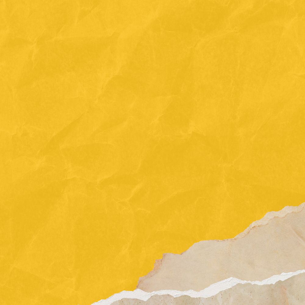 Wrinkled yellow background, editable ripped beige paper border