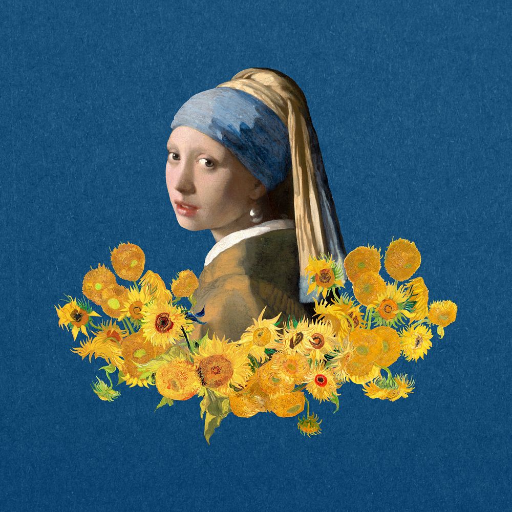 Vermeer girl collage element, customizable design. Famous artwork remixed by rawpixel.