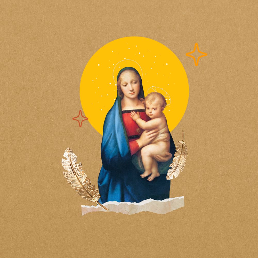 Raphael's Madonna del Granduca, editable famous painting, remixed by rawpixel