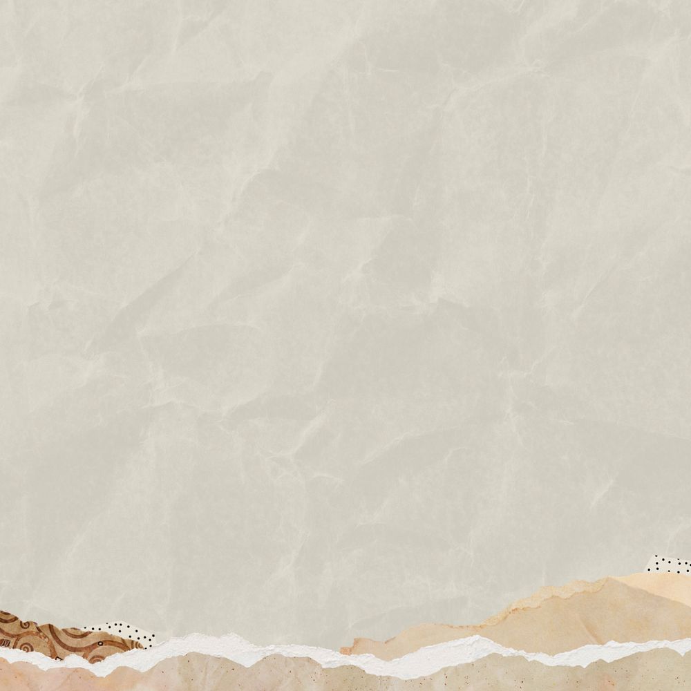 Wrinkled beige background, editable ripped brown paper border