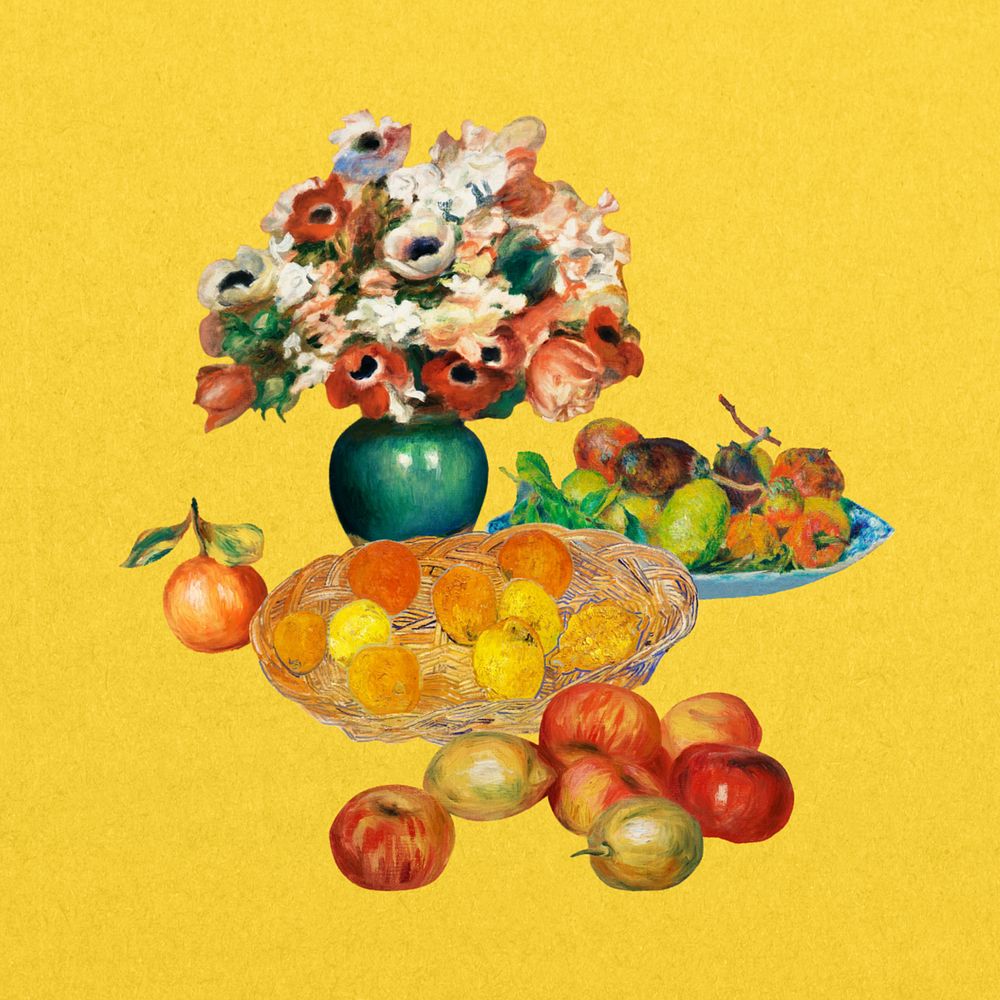 Van Gogh's fruits, editable famous painting collage design, remixed by rawpixel