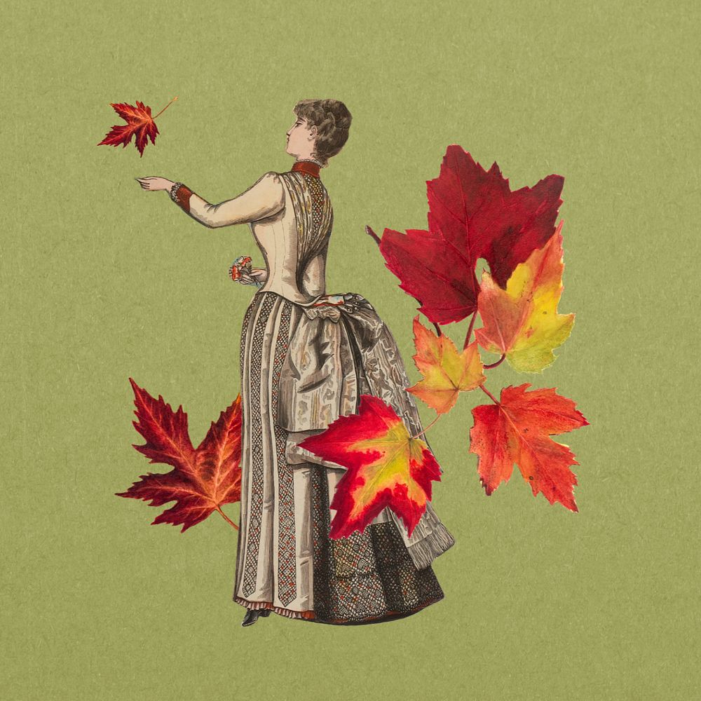 Vintage Autumn collage element, customizable design. Famous art remixed by rawpixel.