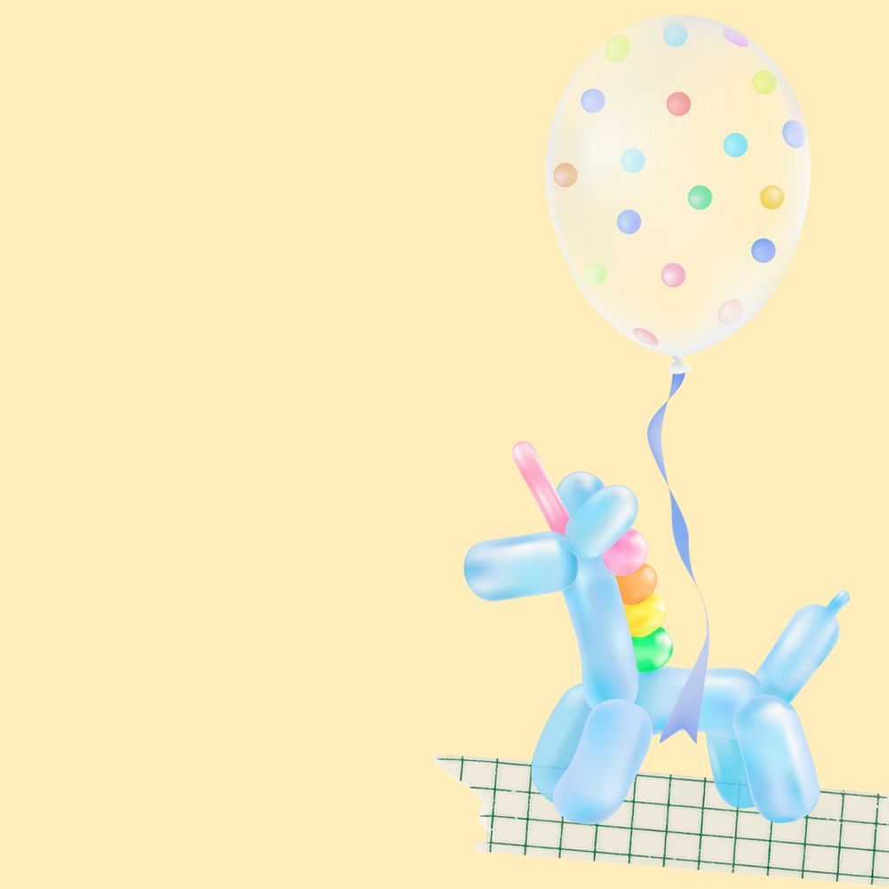 Unicorn birthday, editable balloon art