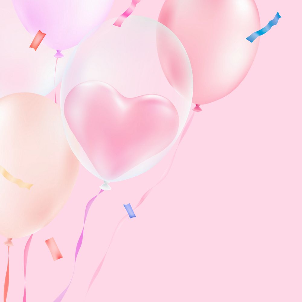 Pink heart balloon, editable Valentine's day design