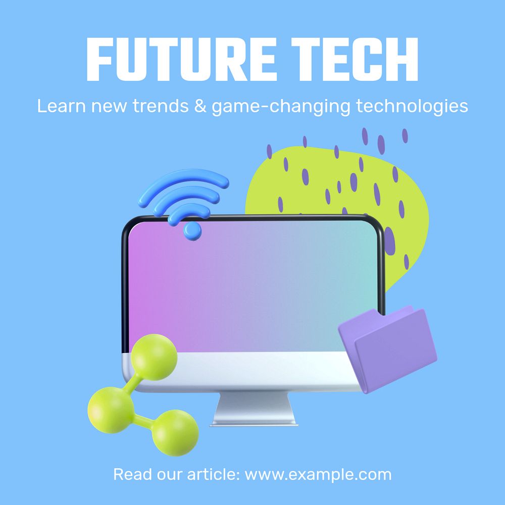 Future technology Instagram post template, editable text