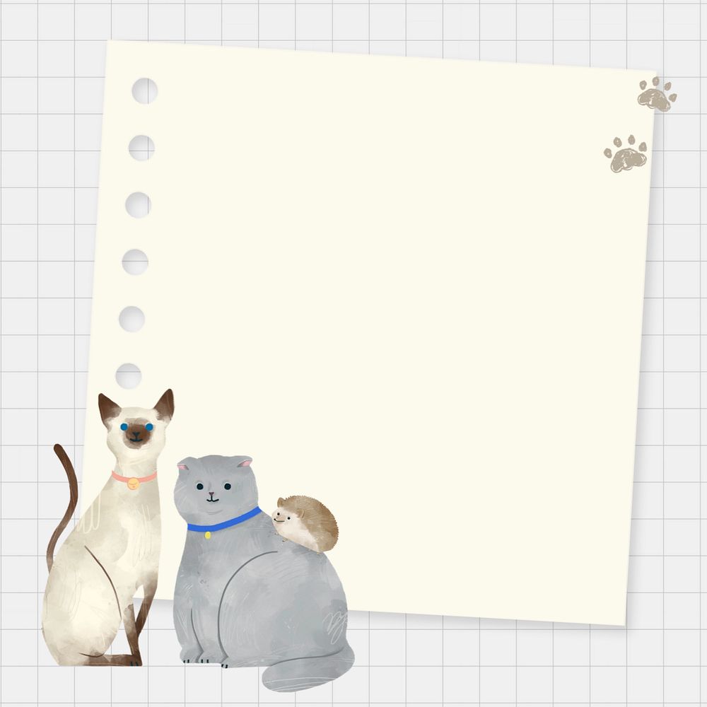 Beige notepaper, editable cat watercolor design