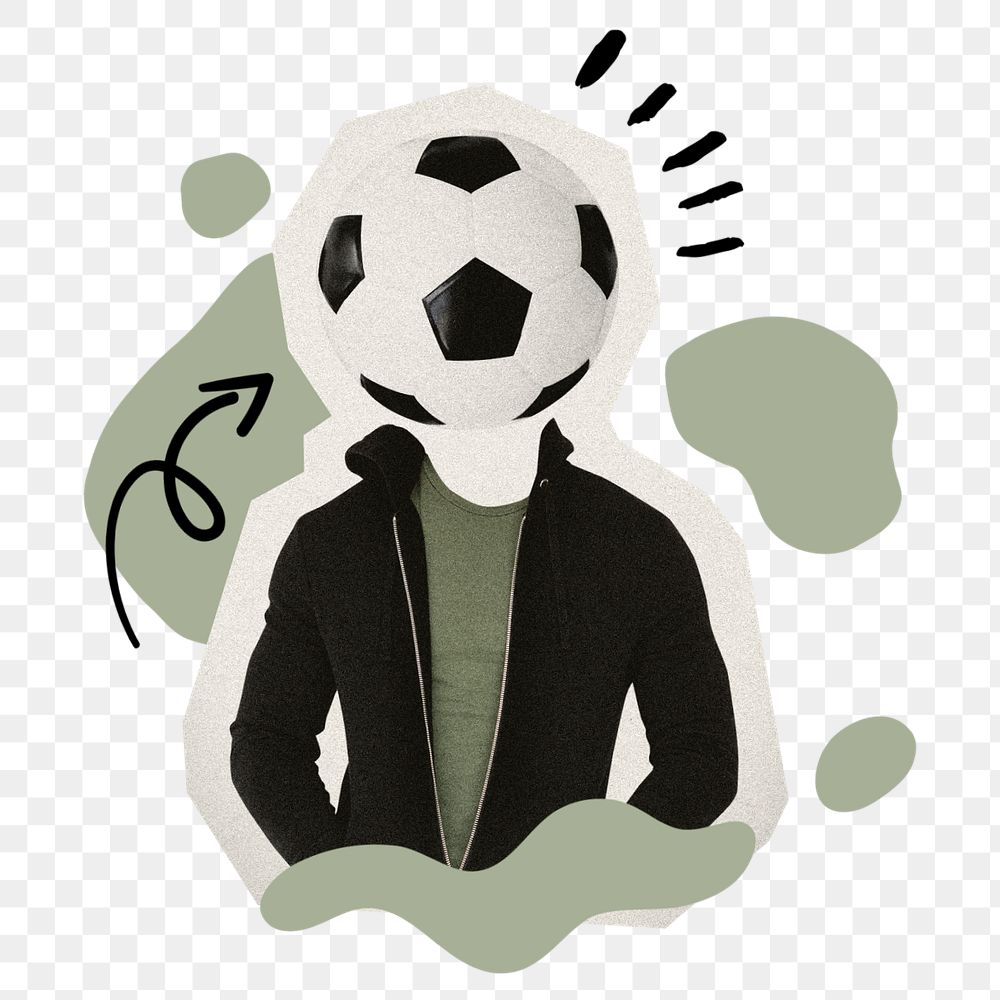 Football-headed man creative png sticker, editable design