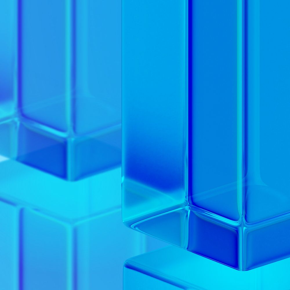 Blue glass pillar, editable 3D geometric shape