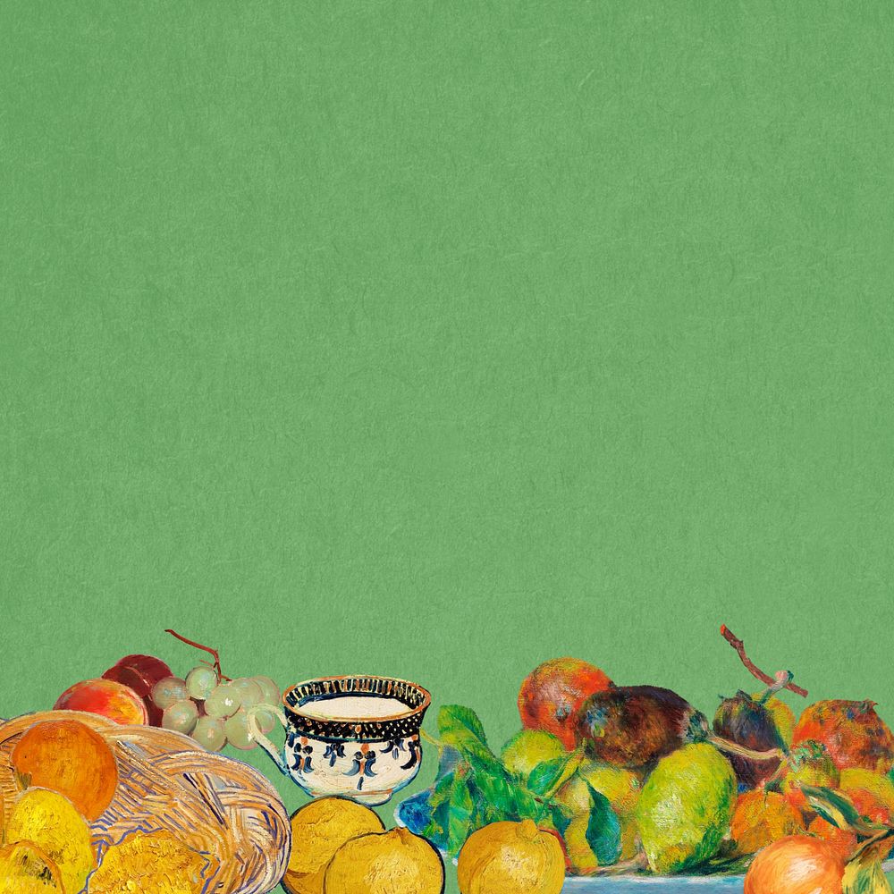 Vintage fruit border, editable famous paintings design, remixed by rawpixel