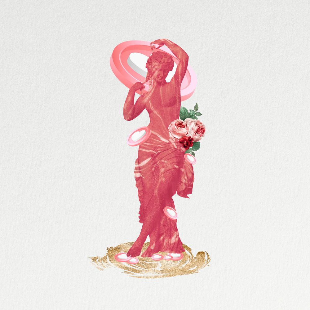 Editable Venus statue, social media collage art 