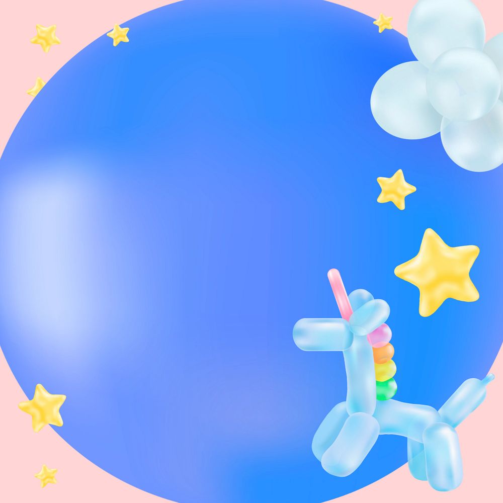 Unicorn balloon frame, editable design