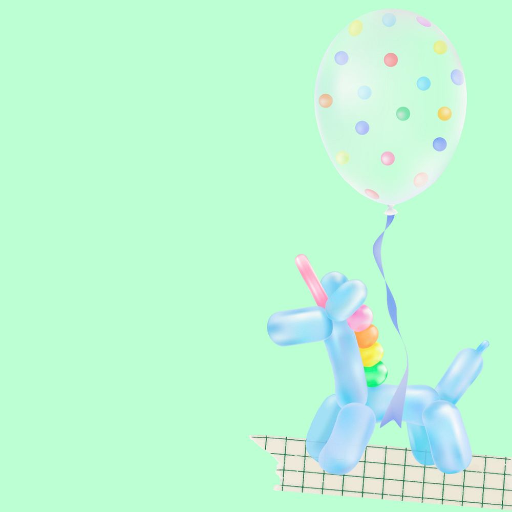 Unicorn birthday, editable balloon art