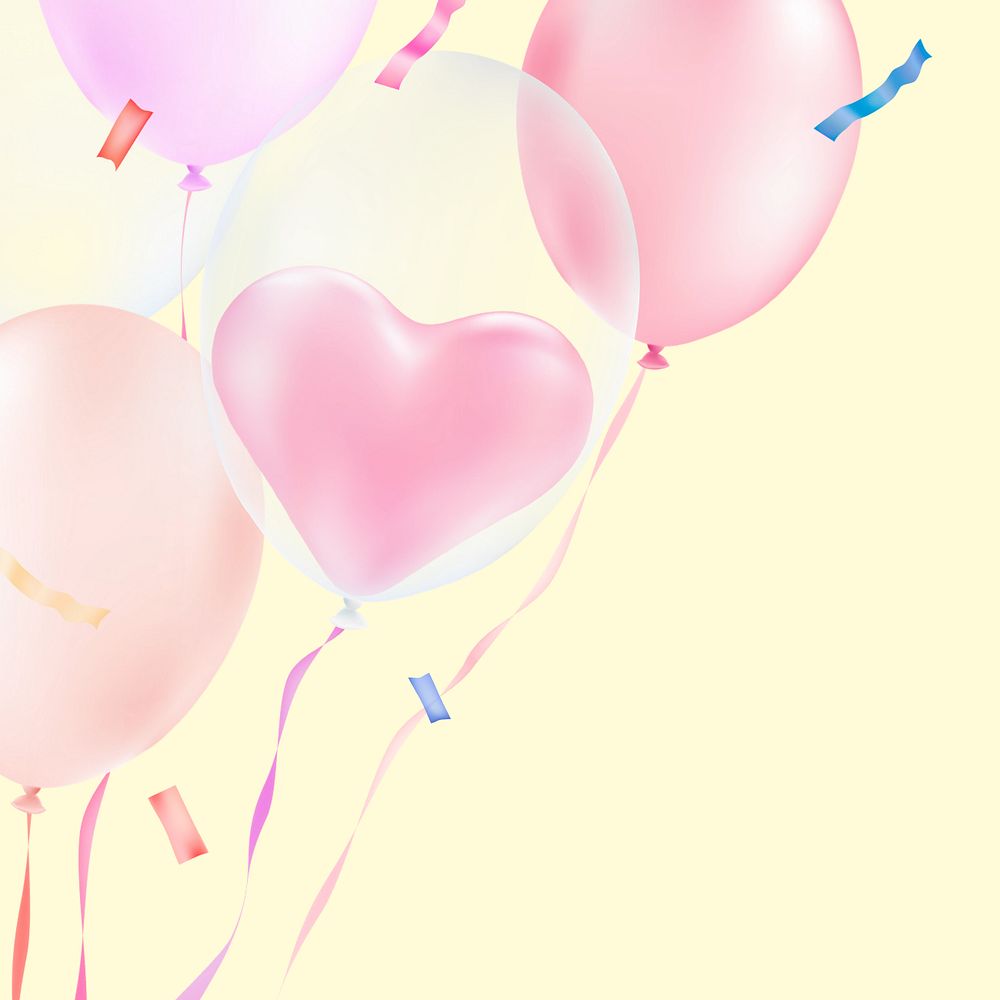 Pink heart balloon, editable Valentine's day design