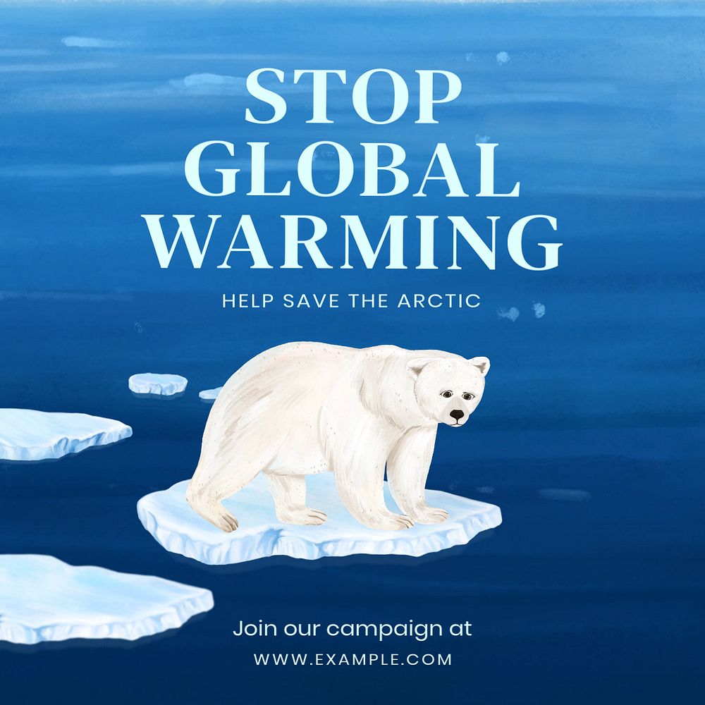 Stop global warming Instagram post template, editable aesthetic paint remix 