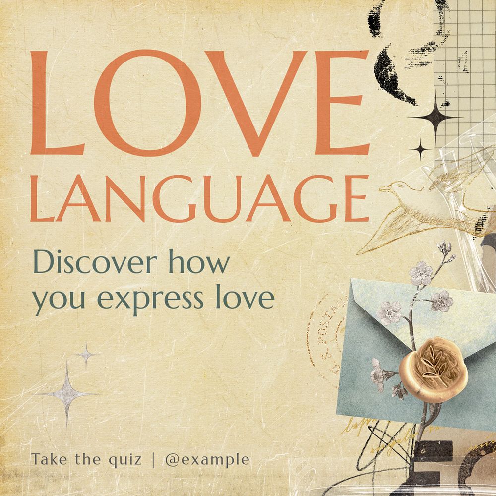 Love language Instagram post template, editable design