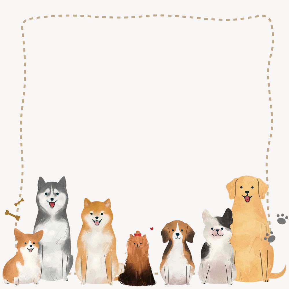 Editable dog border beige background