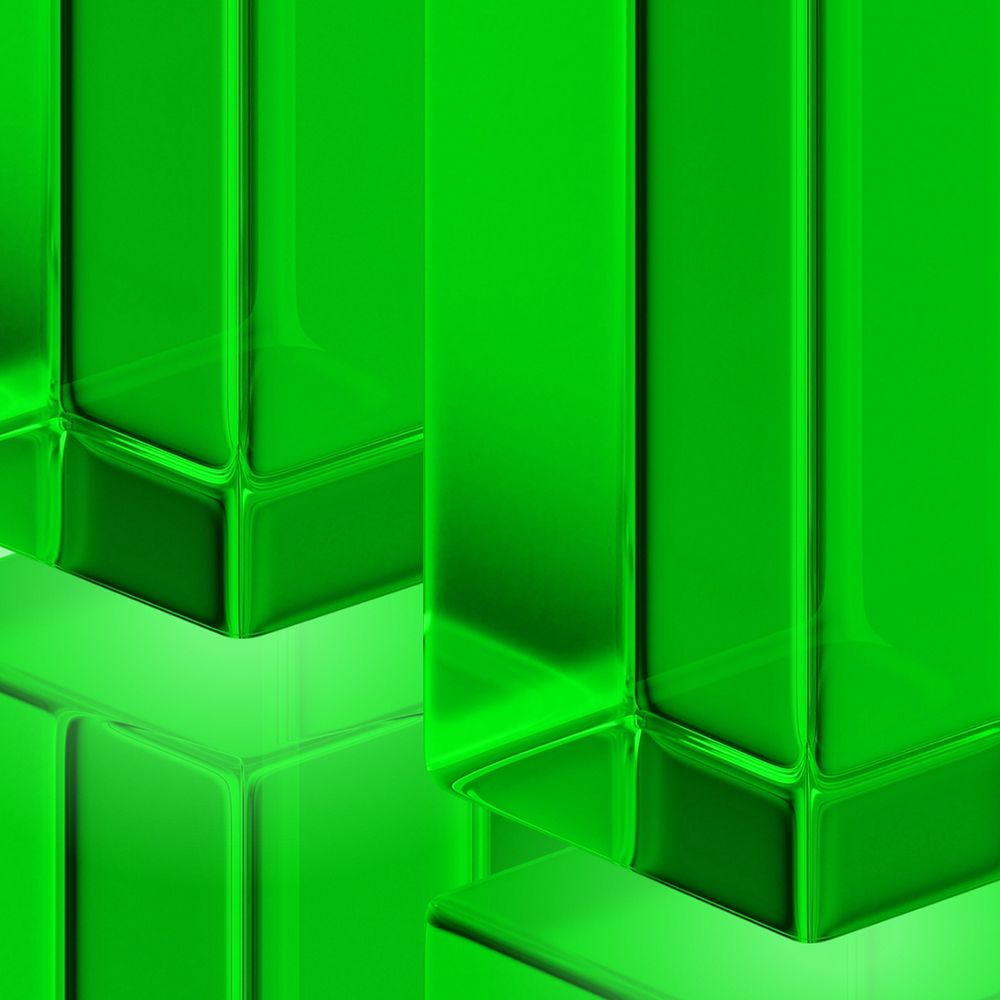 Green glass pillar, editable 3D geometric shape