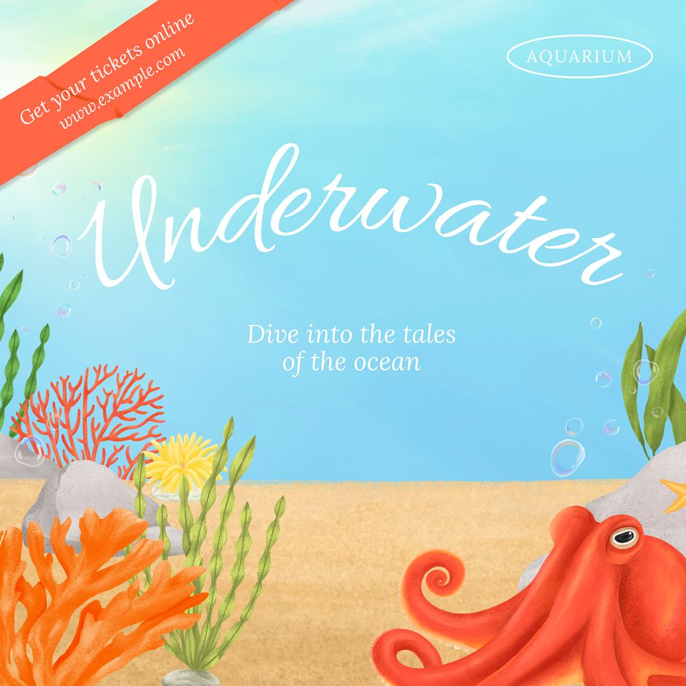 Underwater tale Instagram post template, editable aesthetic paint remix 