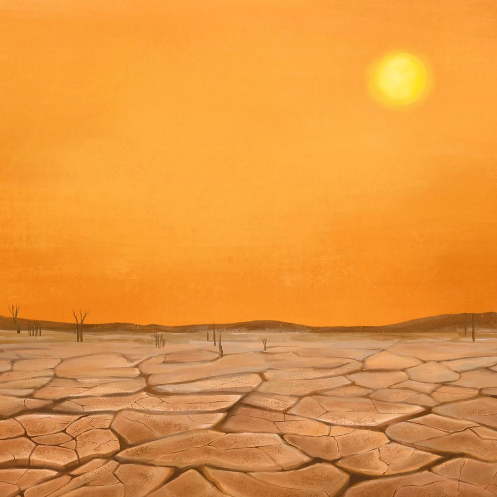 Drought, orange background, customizable aesthetic illustration remix