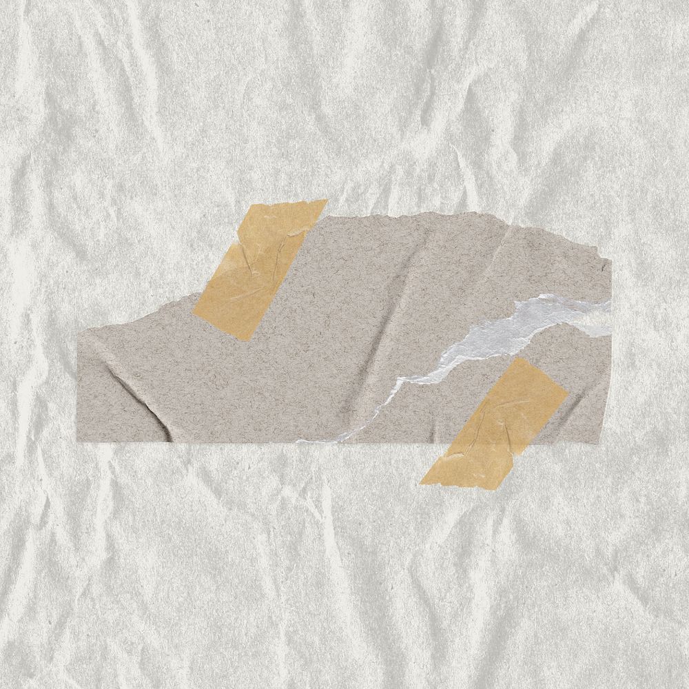 Gray ripped paper collage element, editable design