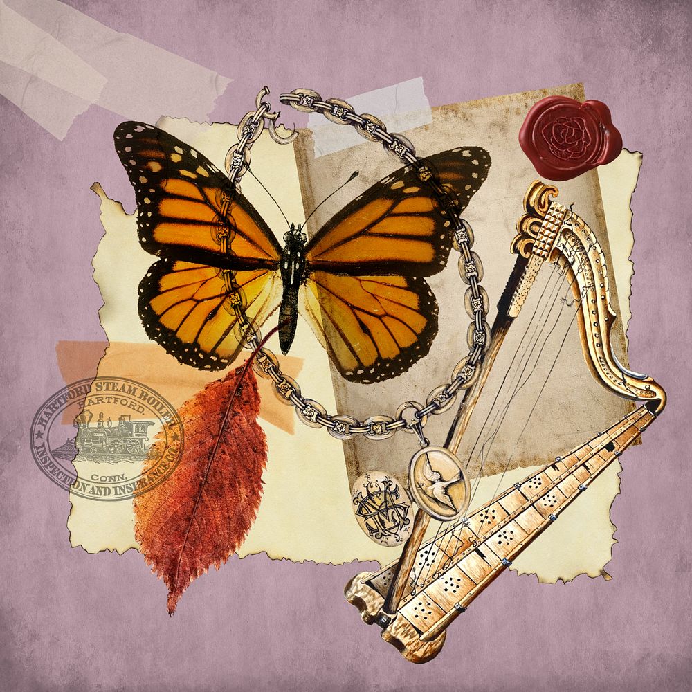 Butterfly collage, editable design