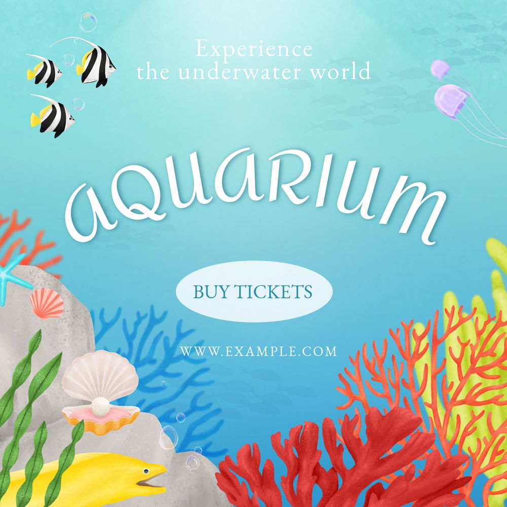 Aquarium Instagram post template, editable aesthetic paint remix 