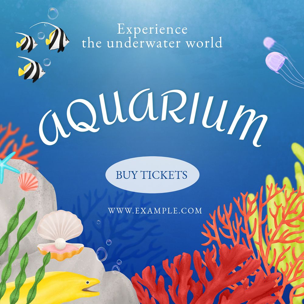 Aquarium Instagram post template, editable aesthetic paint remix 