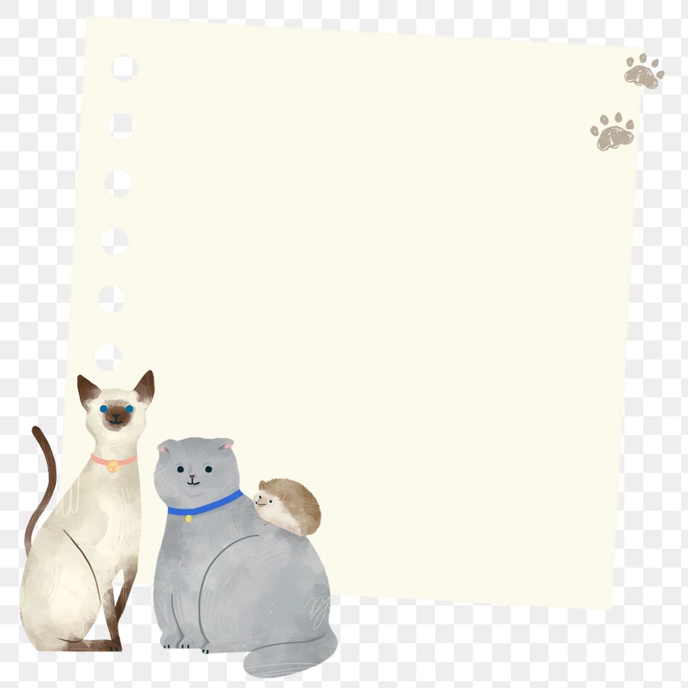 Beige notepaper element png, editable cats