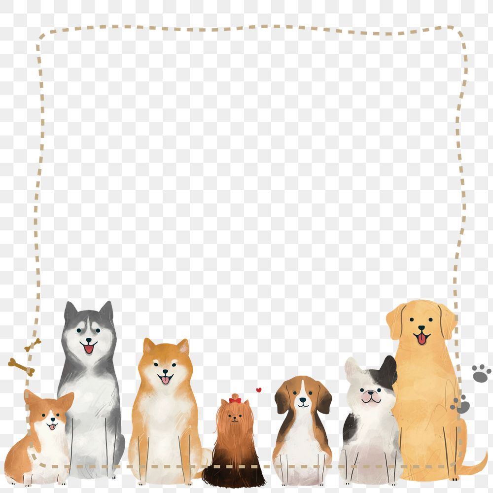 Dog square frame element png, editable animal design