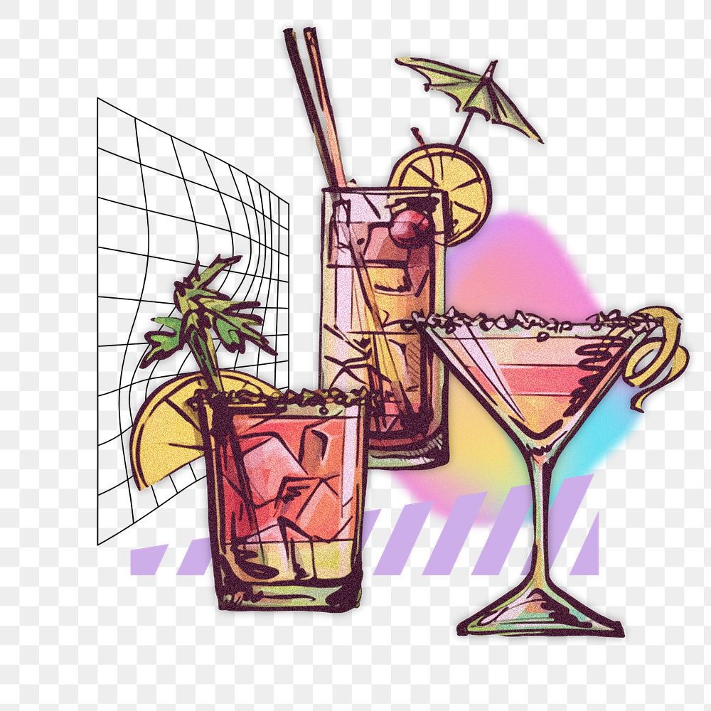 Tropical cocktails png, creative Summer remix, editable design