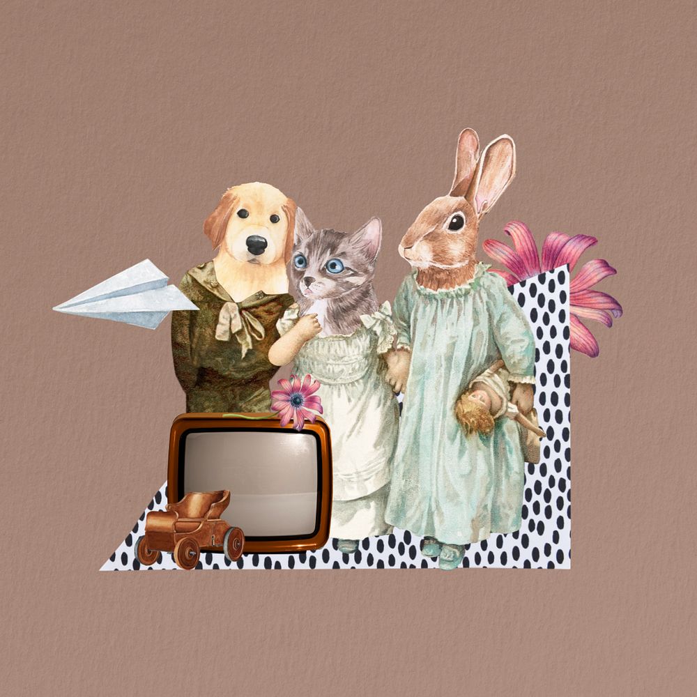 Editable anthropomorphic animals collage