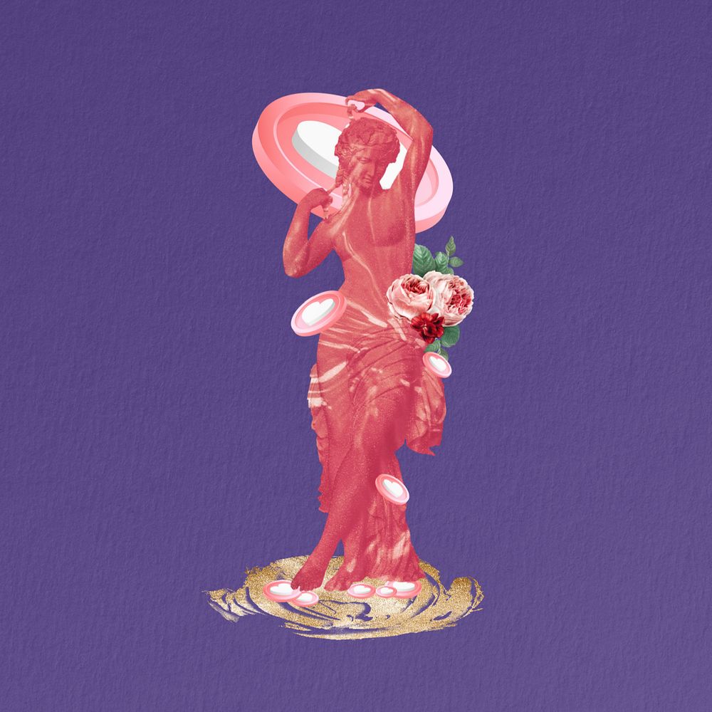 Editable Venus statue, social media collage art 