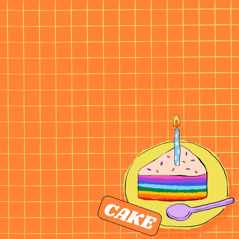 Birthday cake, orange background, editable design