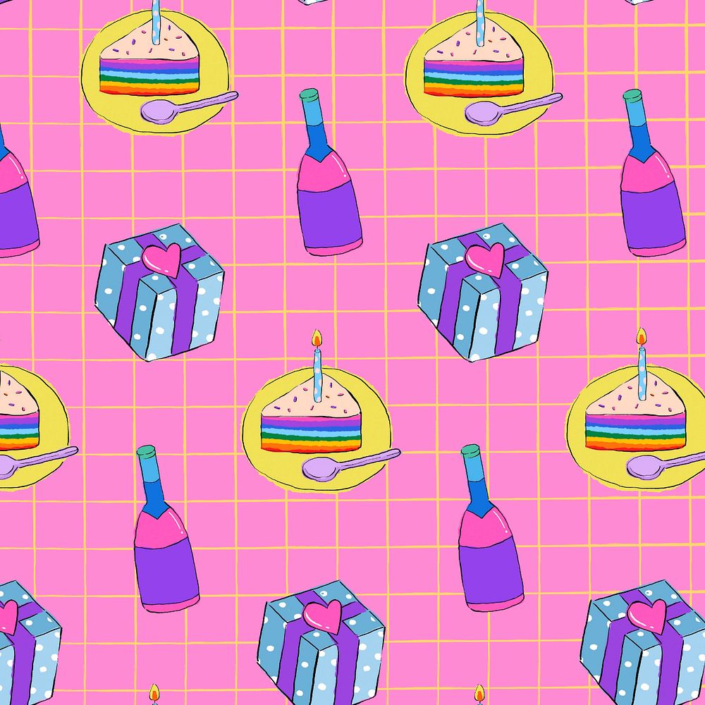 Pink birthday pattern background, editable design