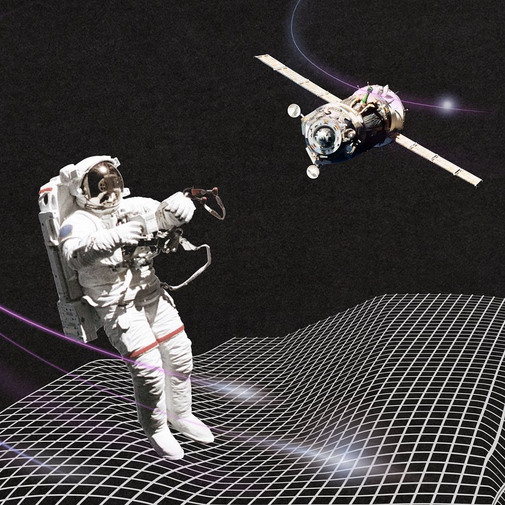 Editable space technology, astronaut & wireframe design