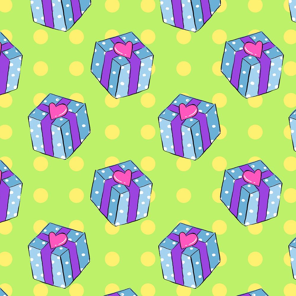 Birthday gift pattern, green background, editable design