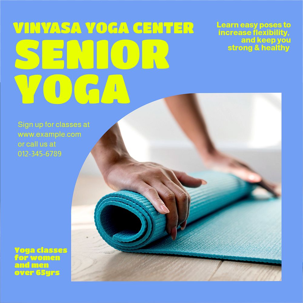 Senior yoga Facebook post template, editable social media ad