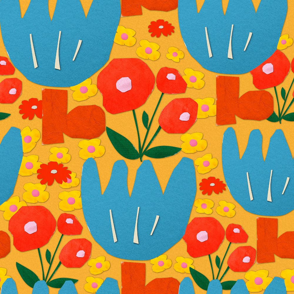 Spring flower pattern editable paper craft background