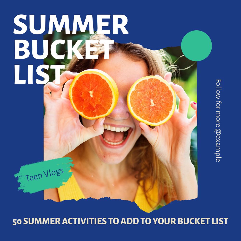 Summer bucket list Facebook post template, editable social media ad