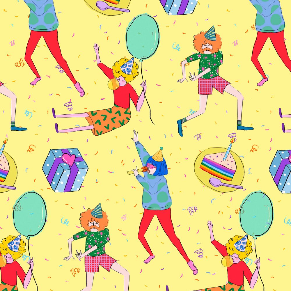 Birthday party, yellow background, editable design